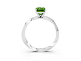 White gold Emerald Cut Peridot Engagement Ring with Side Stone Accents and Four-Prong Setting_99