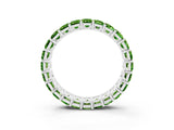 White gold Emerald Cut Peridot Eternity Band with Shared Prong Setting_9