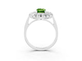 White gold Emerald Cut Peridot Floral Double Halo Engagement Ring with Prong Setting_39