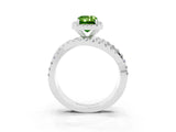 White gold Emerald Cut Peridot Halo Ring with Round Split Shank and Prong Setting_63