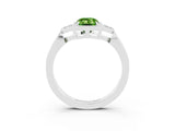 White gold Emerald Cut Peridot Halo Ring with Tapered Band and Four-Prong Setting_3
