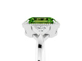 White gold Emerald Cut Peridot Halo Ring with Tapered Band and Four-Prong Setting_5