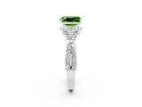 White gold Emerald Cut Peridot  Halo Twist Band Solitaire Prong Setting Ring_26