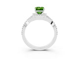 White gold Emerald Cut Peridot  Halo Twist Band Solitaire Prong Setting Ring_27
