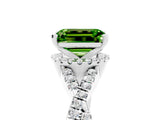 White gold Emerald Cut Peridot  Halo Twist Band Solitaire Prong Setting Ring_71