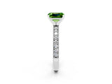 White gold Emerald Cut Peridot Milgrain Pavé Engagement Ring with Four-Prong Setting_14