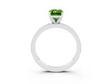 White gold Emerald Cut Peridot Milgrain Pavé Engagement Ring with Four-Prong Setting_15