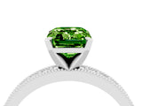 White gold Emerald Cut Peridot Milgrain Pavé Engagement Ring with Four-Prong Setting_16