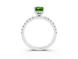 White gold Emerald Cut Peridot Pave Band Solitaire Ring with Four-Prong Setting_27