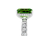 White gold Emerald Cut Peridot Pave Band Solitaire Ring with Four-Prong Setting_29