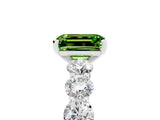 White gold Emerald Cut Peridot Prong Setting with Side Stones on a Pave Band_5