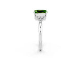 White gold Emerald Cut Peridot Ring with Side Stones and Four-Prong Setting_38