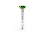 White gold Emerald Cut Peridot Side Stone Solitaire Ring with Round  and Four-Prong Setting_62
