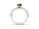 White gold Emerald Cut Peridot Side Stone Solitaire Ring with Round  and Four-Prong Setting_63
