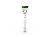 White gold Emerald Cut Peridot Solitaire Celtic Knot Ring with Four-Prong Setting_14