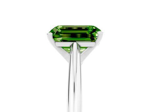 White gold Emerald Cut Peridot Solitaire Engagement Ring with Cathedral Setting and Four-Prong Mount_17
