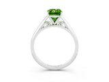 White gold Emerald Cut Peridot Solitaire Engagement Ring with Cathedral Setting and Four-Prong Mount_33