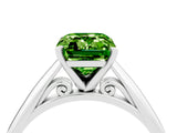 White gold Emerald Cut Peridot Solitaire Engagement Ring with Cathedral Setting and Four-Prong Mount_34