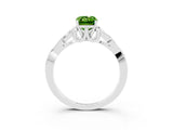 White gold Emerald Cut Peridot Solitaire Engagement Ring with Celtic Knot Band and Four-Prong Setting_3