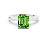 White gold Emerald Cut Peridot Solitaire Engagement Ring with Classic Band and Four-Prong Setting_24