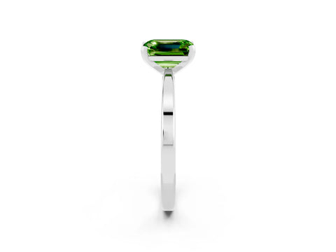 White gold Emerald Cut Peridot Solitaire Engagement Ring with Classic Band and Four-Prong Setting_26
