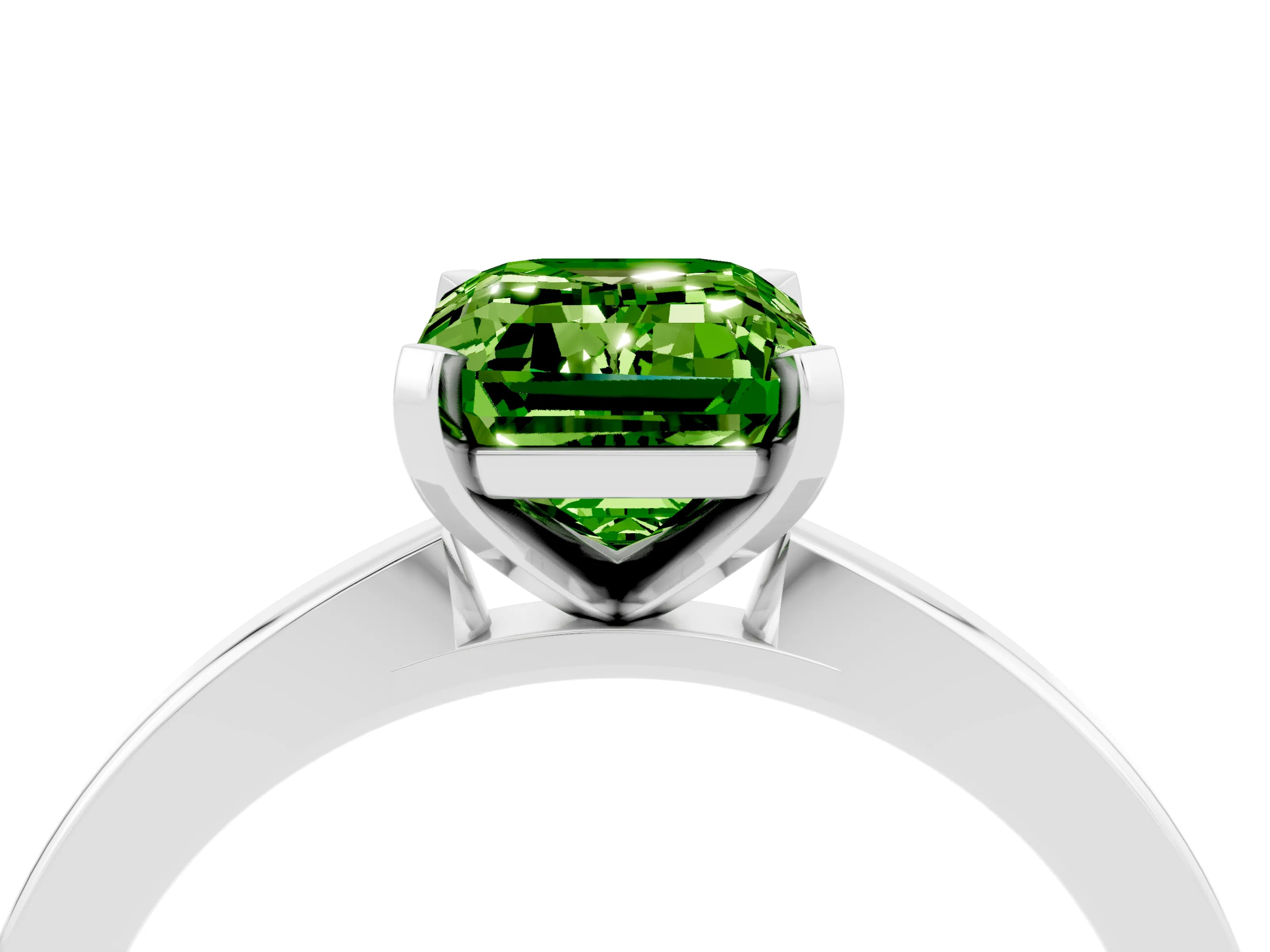 White gold Emerald Cut Peridot Solitaire Engagement Ring with Classic Band and Four-Prong Setting_28
