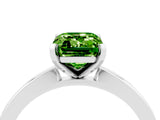 White gold Emerald Cut Peridot Solitaire Engagement Ring with Classic Band and Four-Prong Setting_28