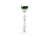 White gold Emerald Cut Peridot Solitaire Engagement Ring with Classic Band and Four-Prong Setting_38