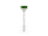 White gold Emerald Cut Peridot Solitaire Engagement Ring with Classic Band and Four-Prong Setting_44