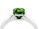 White gold Emerald Cut Peridot Solitaire Engagement Ring with Classic Band and Four-Prong Setting_46