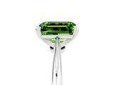 White gold Emerald Cut Peridot Solitaire Engagement Ring with Classic Band and Four-Prong Setting_47