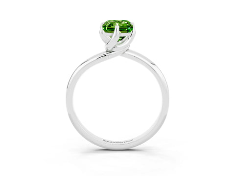White gold Emerald Cut Peridot Solitaire Engagement Ring with Four-Prong Setting and Classic Band_15