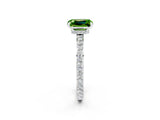 White gold Emerald Cut Peridot Solitaire Engagement Ring with Pavé Band and Four-Prong Setting_2