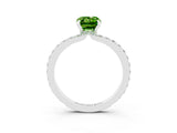 White gold Emerald Cut Peridot Solitaire Engagement Ring with Pavé Band and Four-Prong Setting_3