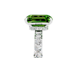 White gold Emerald Cut Peridot Solitaire Engagement Ring with Pavé Band and Four-Prong Setting_5