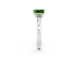 White gold Emerald Cut Peridot Solitaire Engagement Ring with Round Band and Four-Prong Setting_2