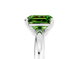 White gold Emerald Cut Peridot Solitaire Engagement Ring with Round Band and Four-Prong Setting_5