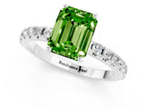 White gold Emerald Cut Peridot Solitaire Pavé Band with Four-Prong Setting_1