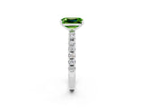 White gold Emerald Cut Peridot Solitaire Pavé Band with Four-Prong Setting_2
