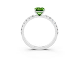 White gold Emerald Cut Peridot Solitaire Pavé Band with Four-Prong Setting_3