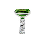 White gold Emerald Cut Peridot Solitaire Pavé Band with Four-Prong Setting_5