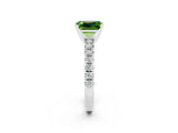 White gold Emerald Cut Peridot Solitaire Pavé Engagement Ring with Round Band and Prong Setting_14