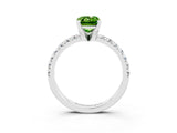 White gold Emerald Cut Peridot Solitaire Pavé Engagement Ring with Round Band and Prong Setting_15