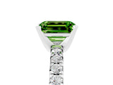 White gold Emerald Cut Peridot Solitaire Pavé Engagement Ring with Round Band and Prong Setting_17