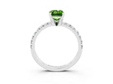 White gold Emerald Cut Peridot Solitaire Pavé Engagement Ring with Round Band and Prong Setting_75