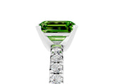 White gold Emerald Cut Peridot Solitaire Pavé Engagement Ring with Round Band and Prong Setting_77