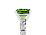 White gold Emerald Cut Peridot Solitaire Pavé Engagement Ring with Round Band and Prong Setting_89