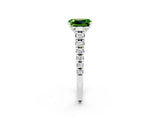 White gold Emerald Cut Peridot Solitaire Ring with Cathedral Setting and Pavé Band_2