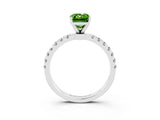 White gold Emerald Cut Peridot Solitaire Ring with Pavé Accents and Four-Prong Setting_3