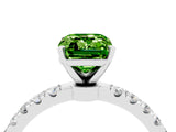White gold Emerald Cut Peridot Solitaire Ring with Pavé Accents and Four-Prong Setting_4